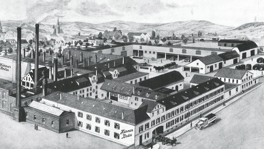 Eine alte Abbildung des Brauereigeländes