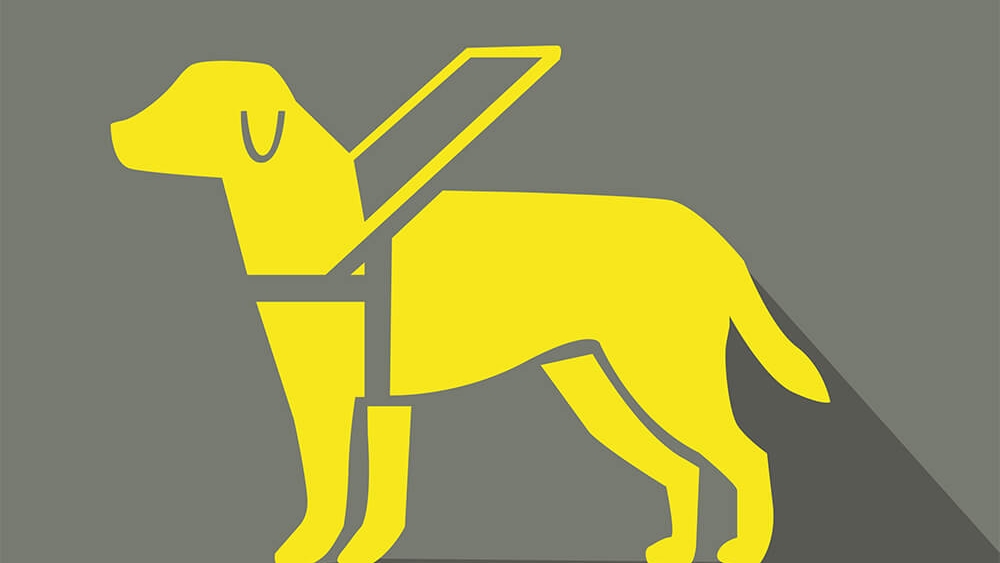 Ein gezeichneter Blindenhund