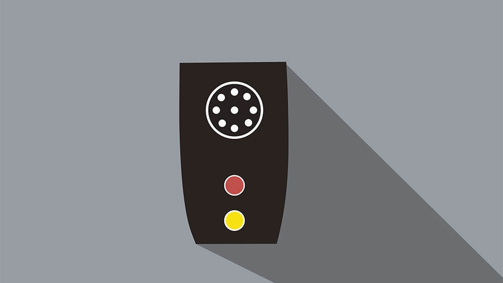 Ein Farberkennungsgerät: Am Gerät befindet sich oben ein Lautsprecher, darunter zwei Knöpfe zum betätigen